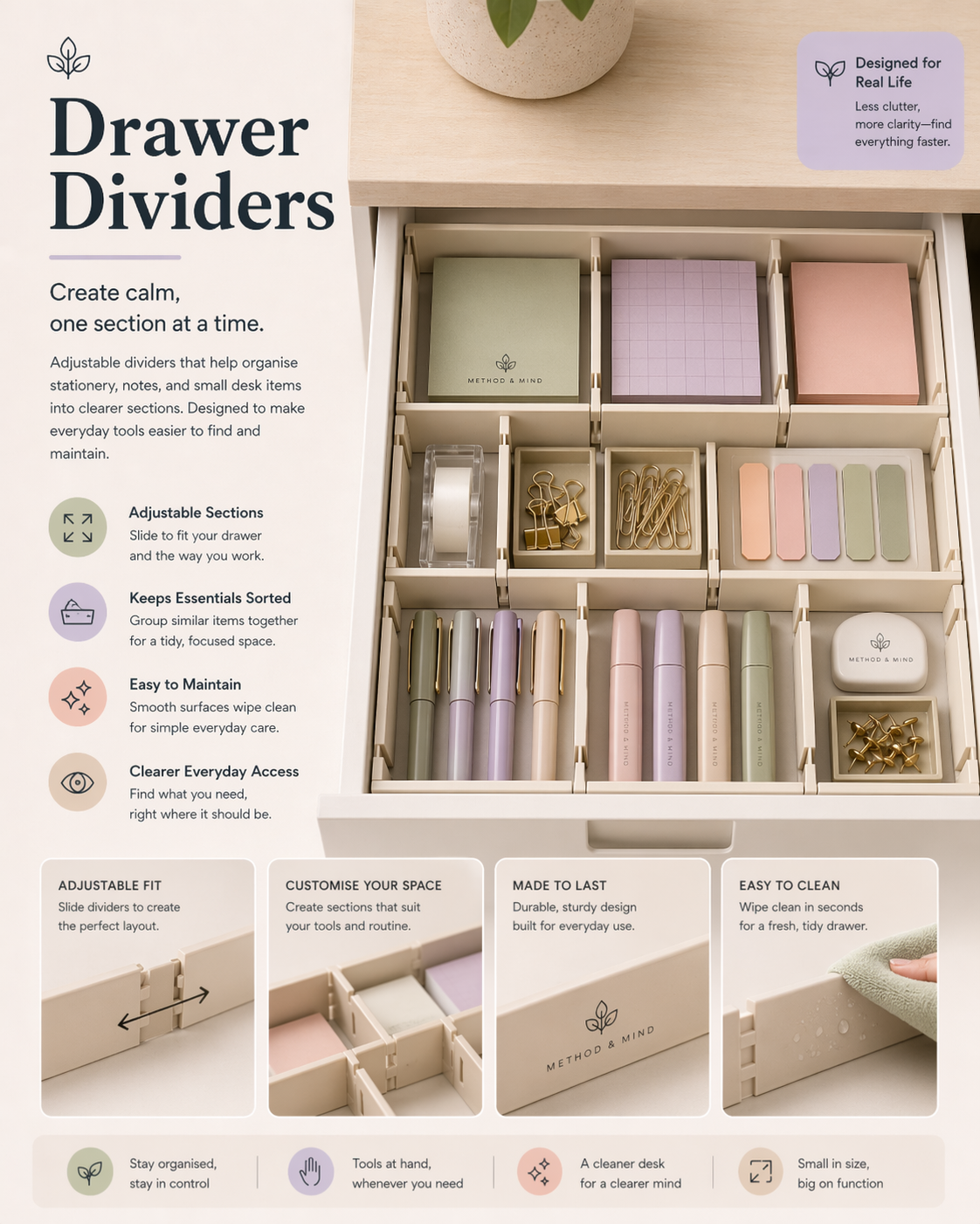 Drawer organiser Drawer organiser